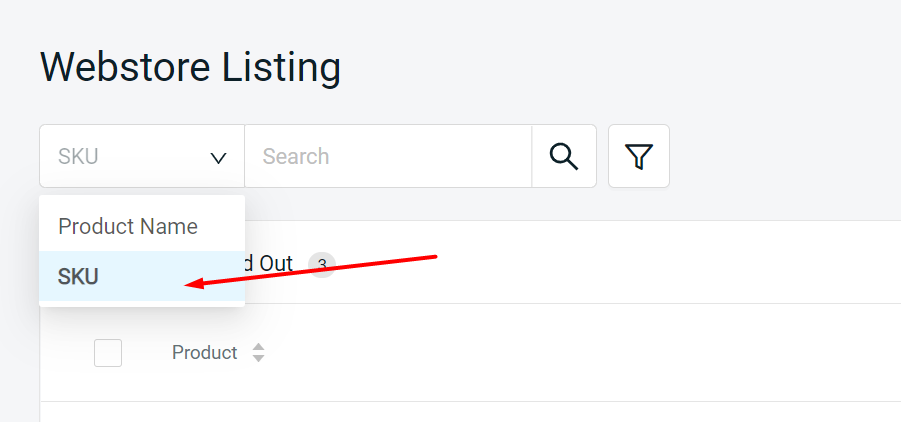 Webstore SKU filter